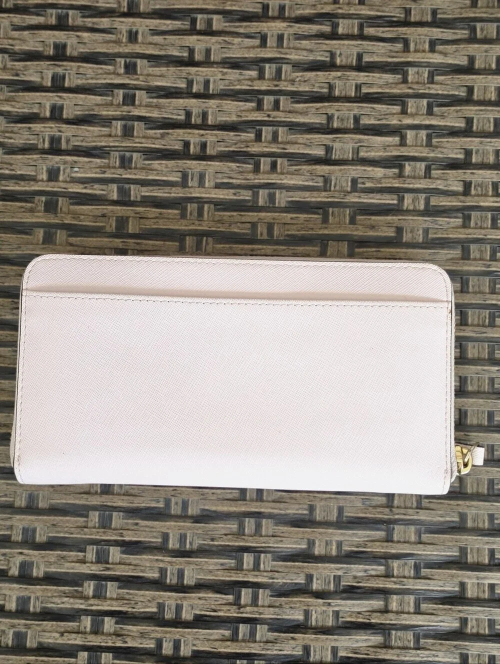 kate spade Pale Pink Zip-Around Leather Wallet with Gold Hardware